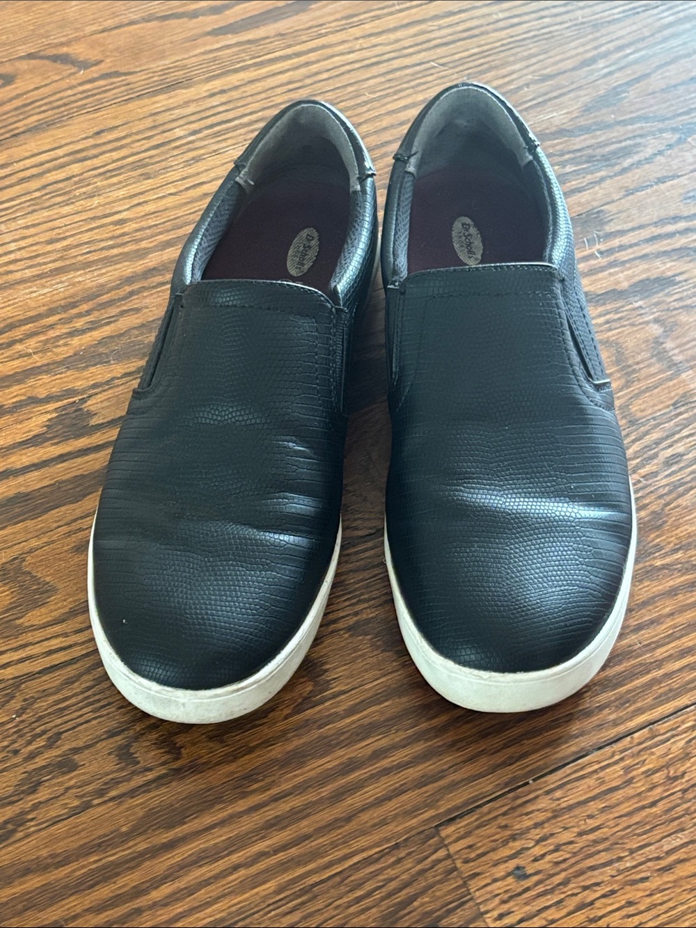 Dr. Scholl's Black Women’s Slip-On Sneakers with White Soles, 8M